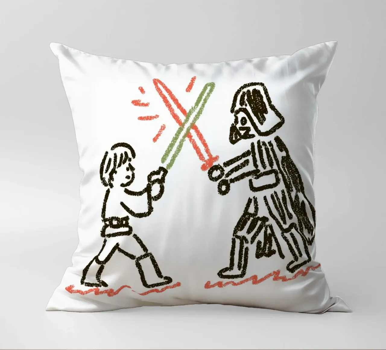Star Wars inspired Art: Luke Skywalker vs. Darth Vader Duel decorative cushion by Kaji