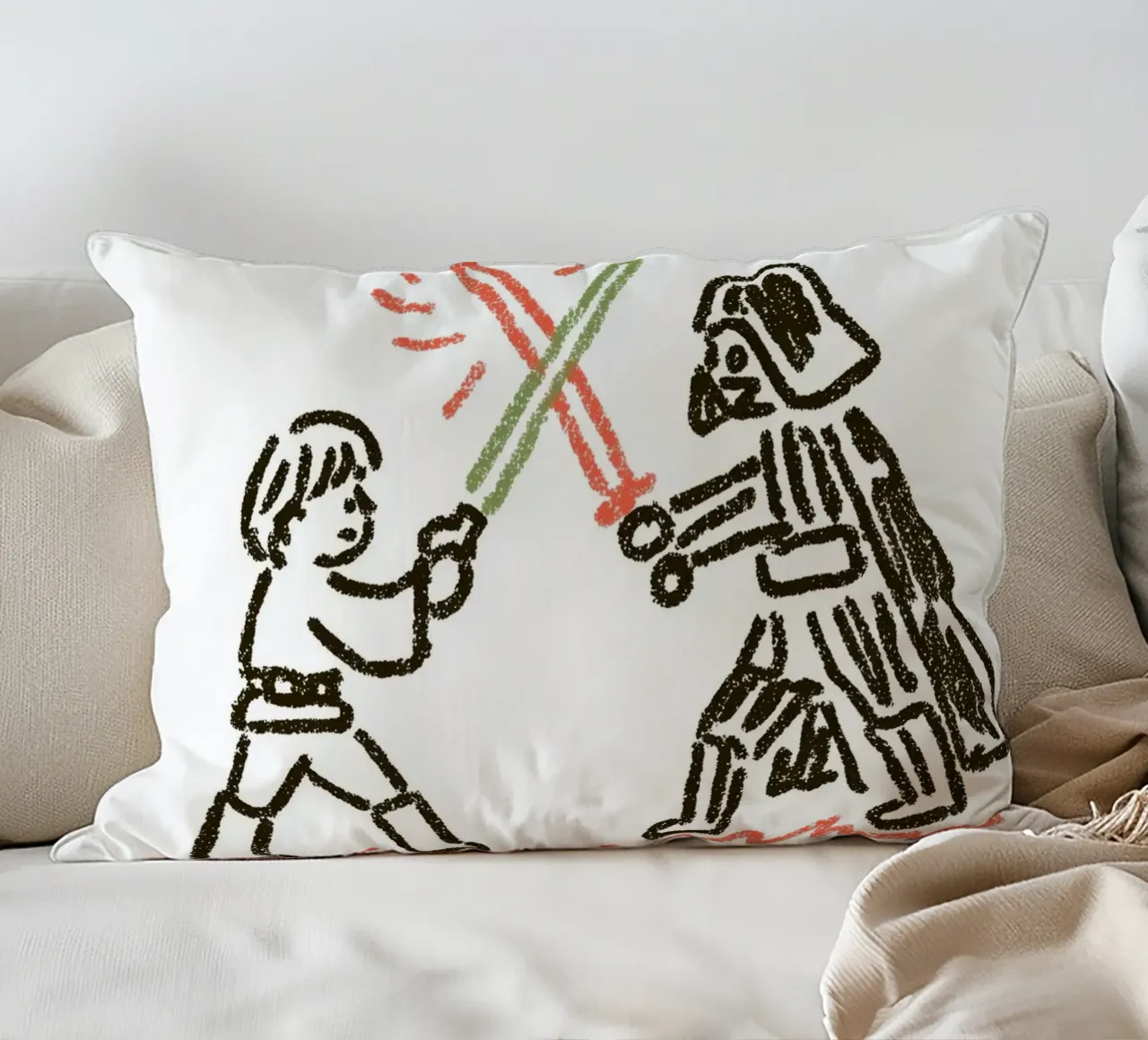 Star Wars inspired Art: Luke Skywalker vs. Darth Vader Duel decorative cushion by Kaji