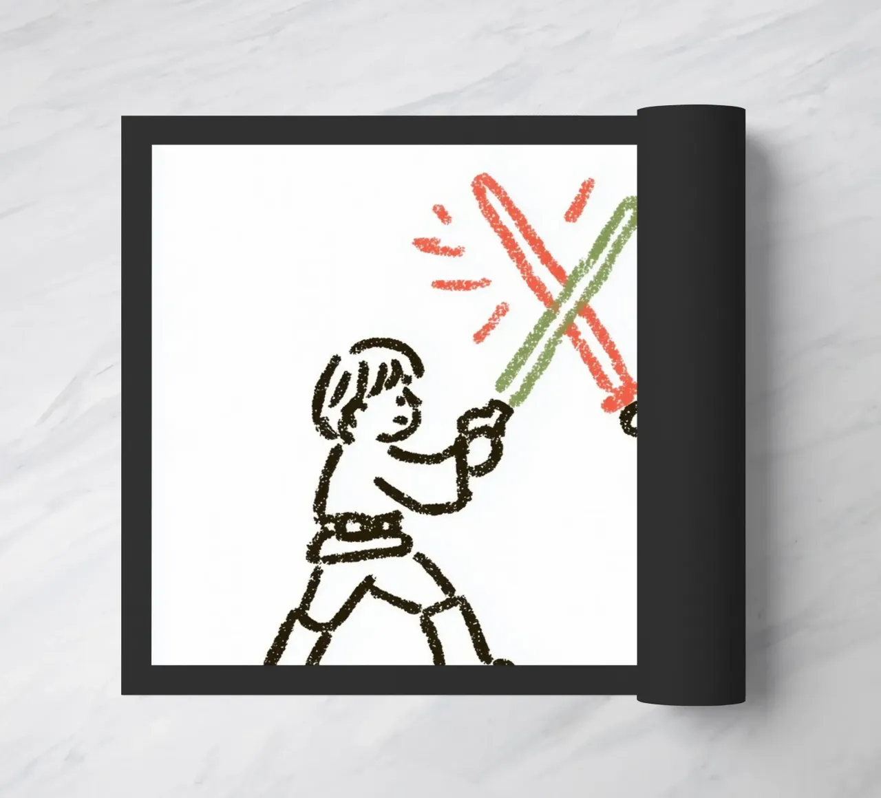 Star Wars inspirierte Kunst: Luke Skywalker vs. Darth Vader Duell Fußmatte von Kaji