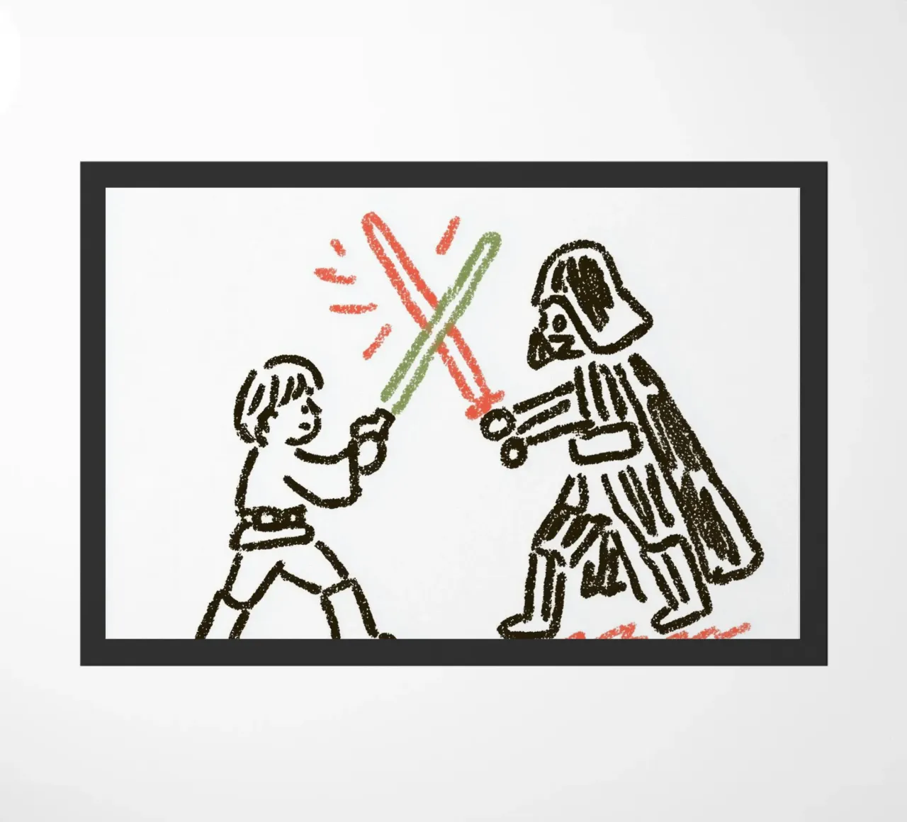 Star Wars inspirierte Kunst: Luke Skywalker vs. Darth Vader Duell Fußmatte von Kaji