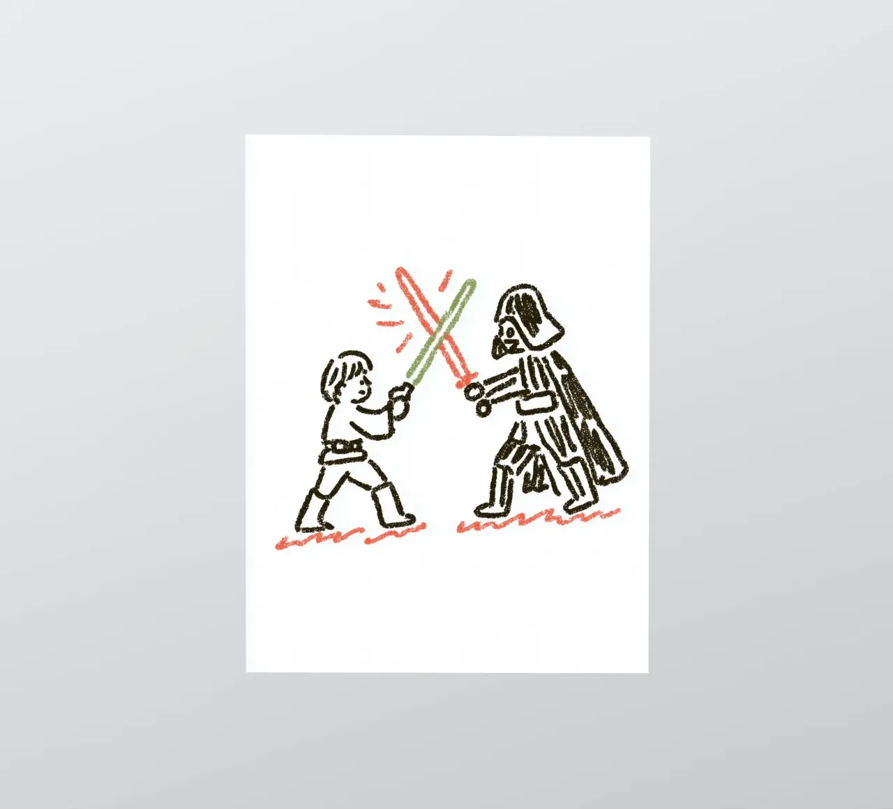 Star Wars inspirierte Kunst: Luke Skywalker vs. Darth Vader Duell Sticker von Kaji
