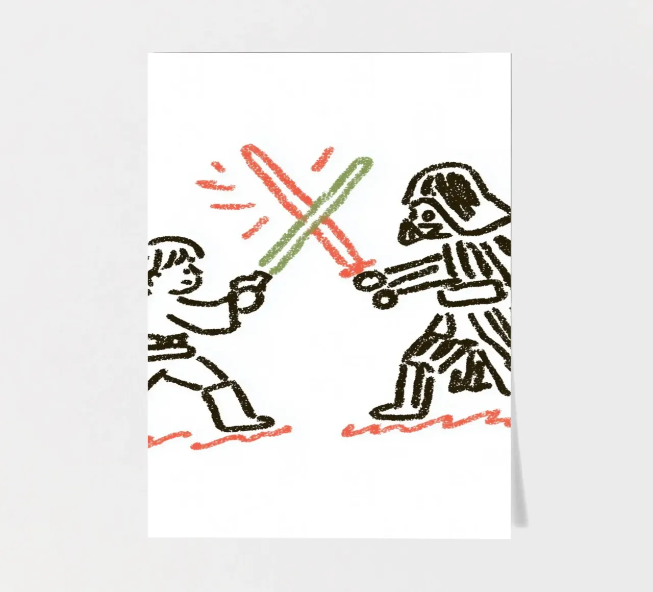 Star Wars inspirierte Kunst: Luke Skywalker vs. Darth Vader Duell Stickerbogen von Kaji