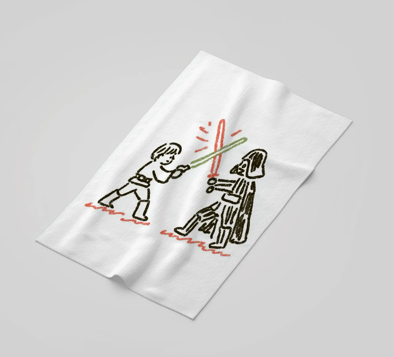 Star Wars inspirierte Kunst: Luke Skywalker vs. Darth Vader Duell Strandtuch von Kaji