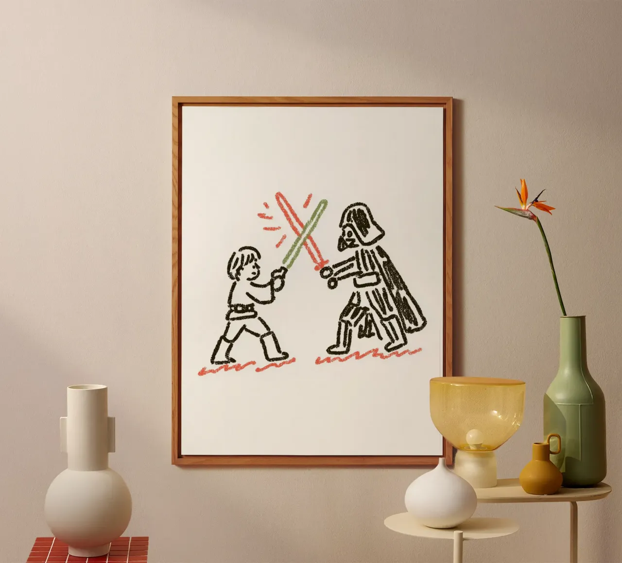 Star Wars inspired Art: Luke Skywalker vs. Darth Vader Duel alu-dibond by Kaji