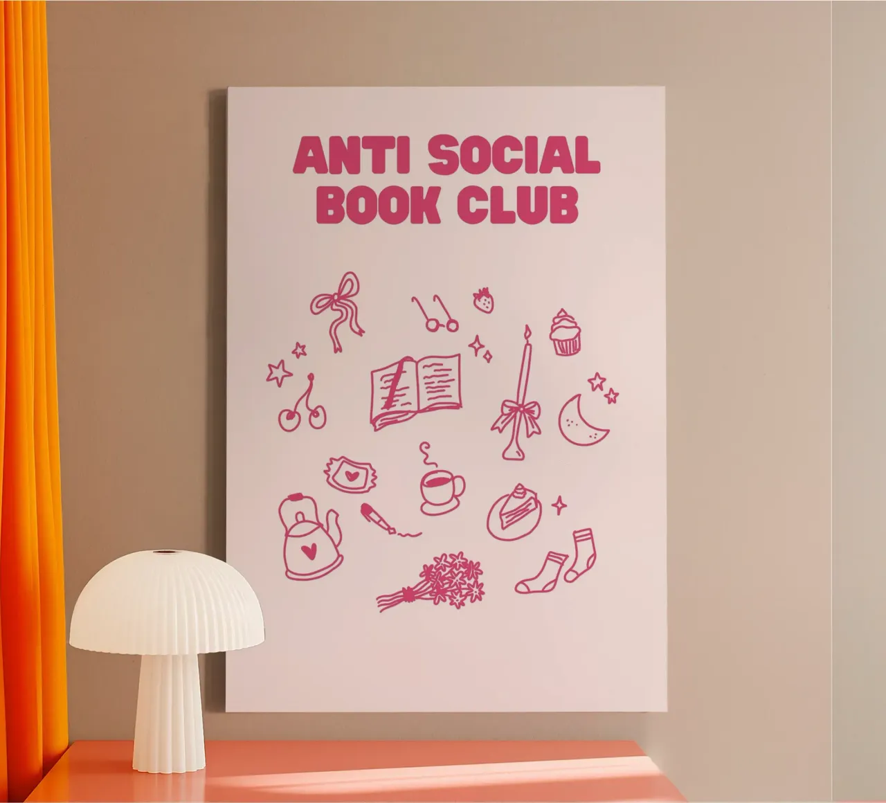 Anti Social Book Club Cozy Reading Print canvas with Floater frame by vintagepod
