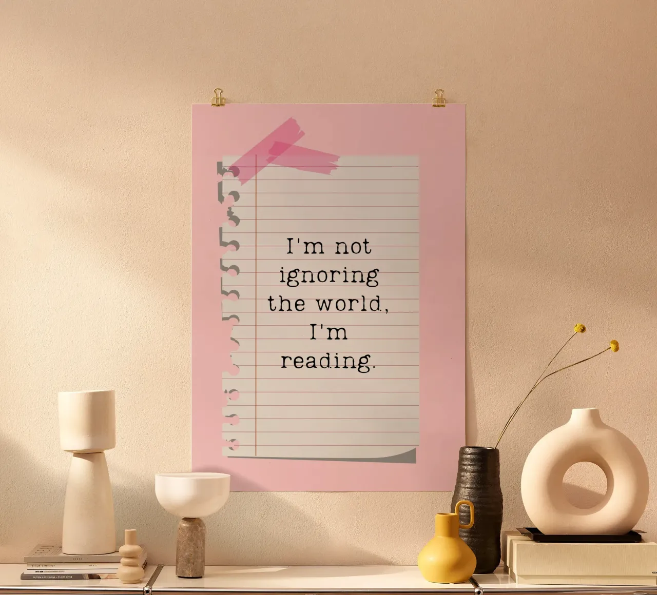 Not Ignoring the World I'm Reading Poster poster with plastic frame by vintagepod
