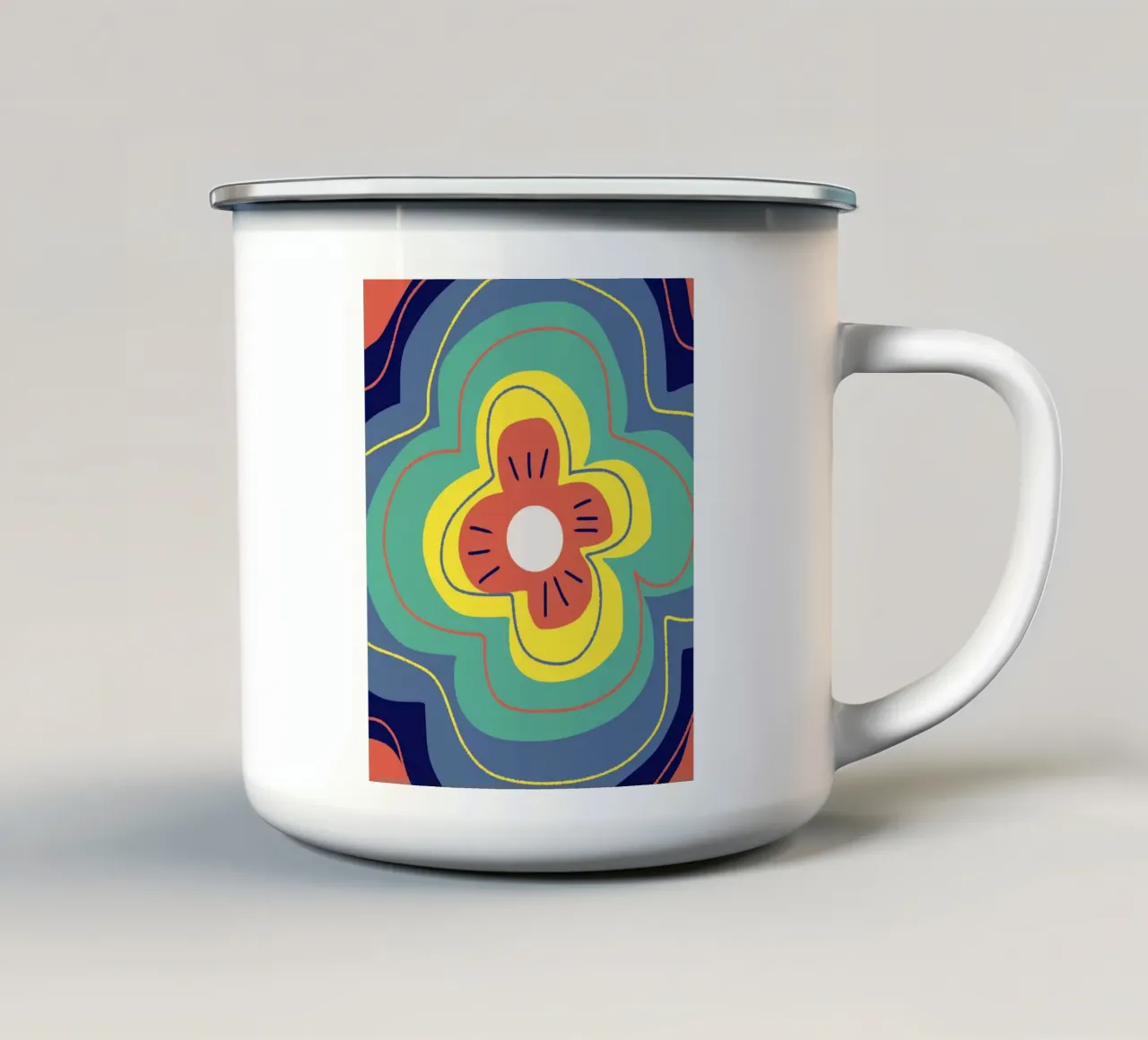 Fioritura tricolore tazza in smalto da Little Dean