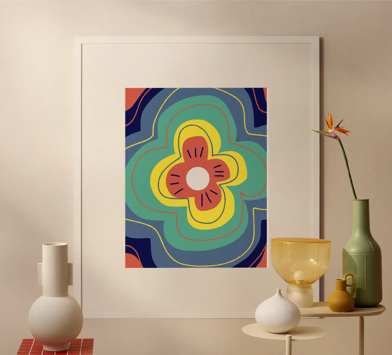 Fioritura tricolore poster con telaio in plastica da Little Dean