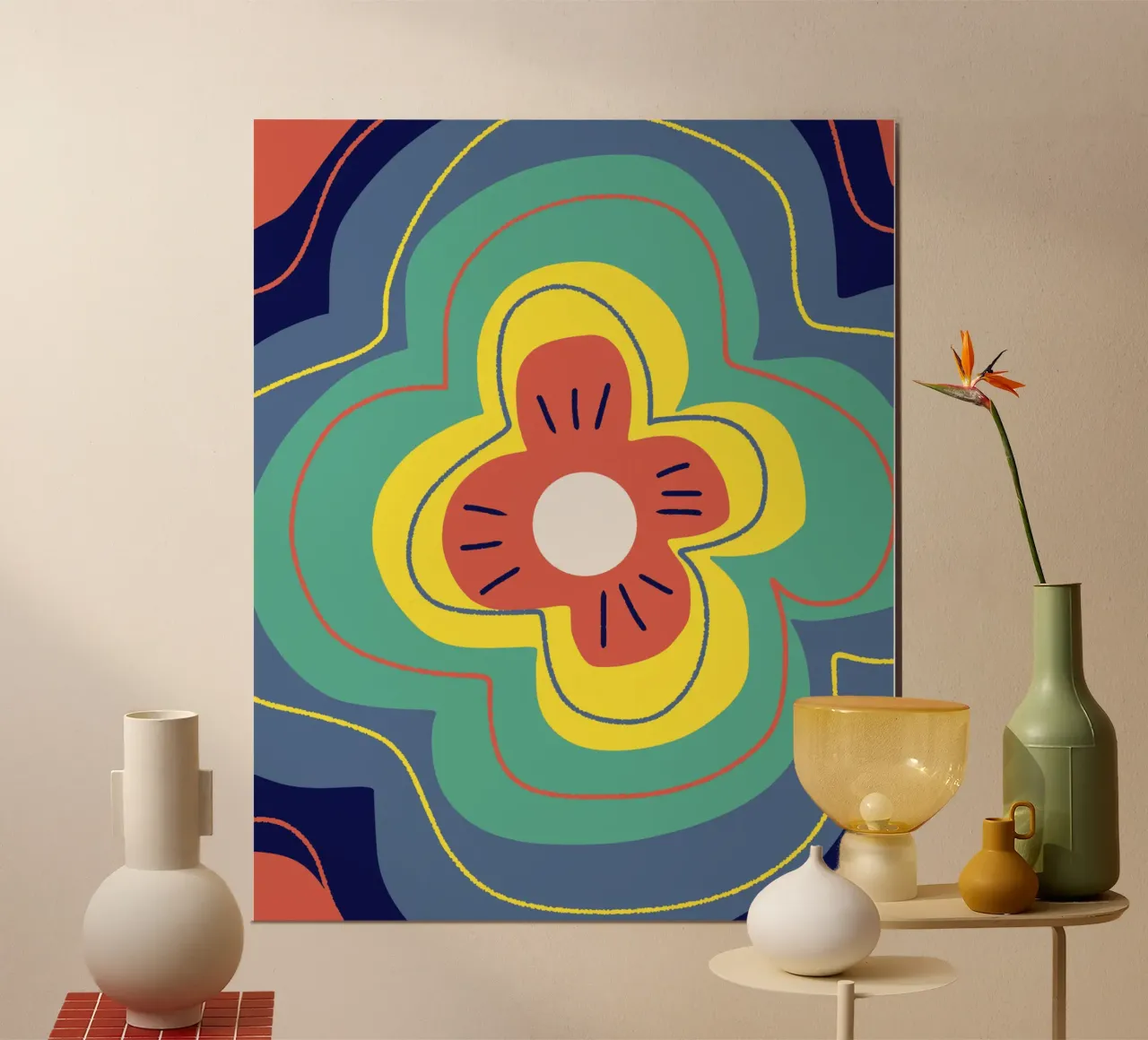 Fioritura tricolore poster con telaio in plastica da Little Dean