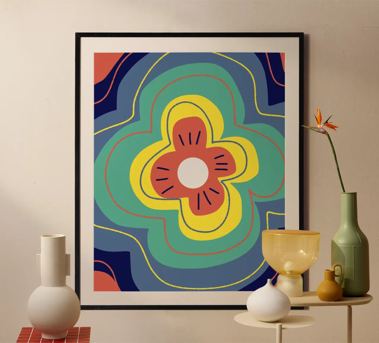 Fioritura tricolore poster con telaio in plastica da Little Dean