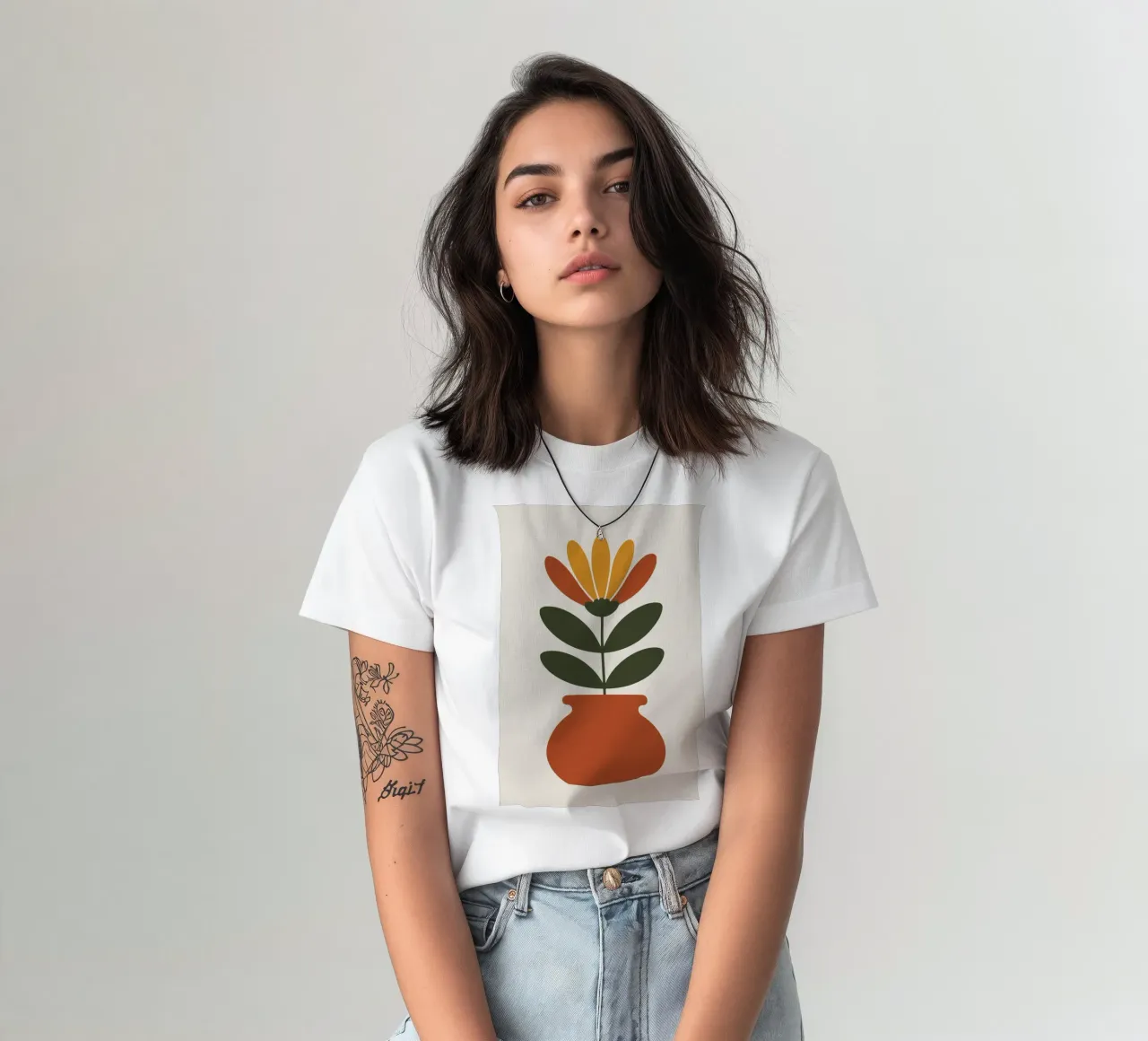 Retro pot with abstract bloom t-shirt da LisaArtes