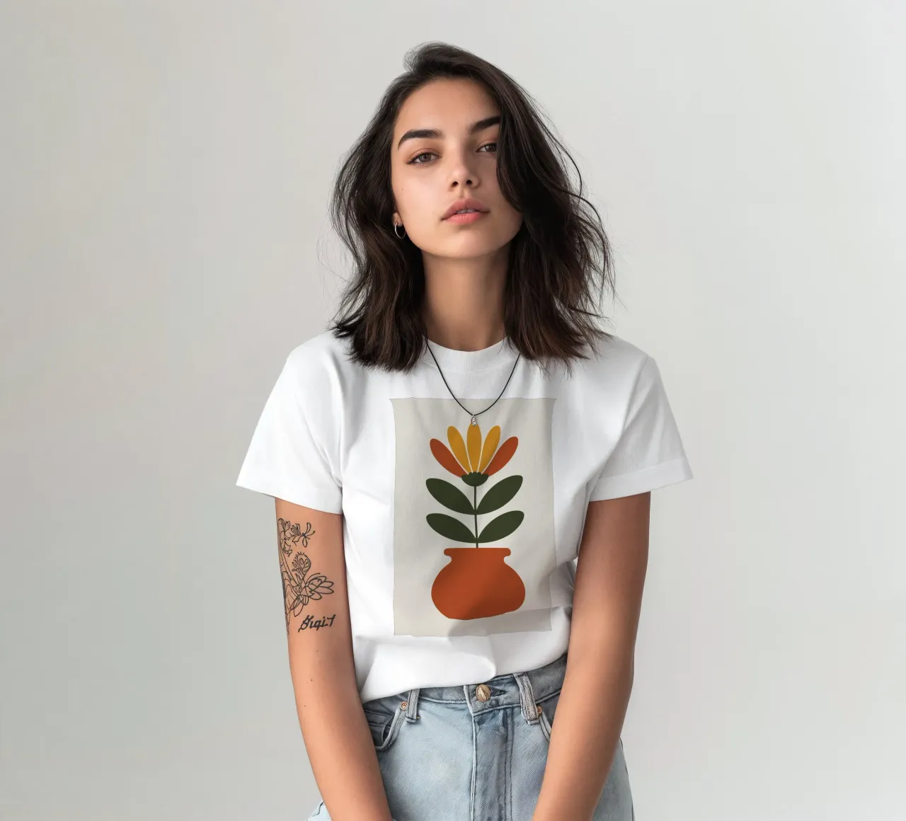 Retro pot with abstract bloom T-Shirt von LisaArtes