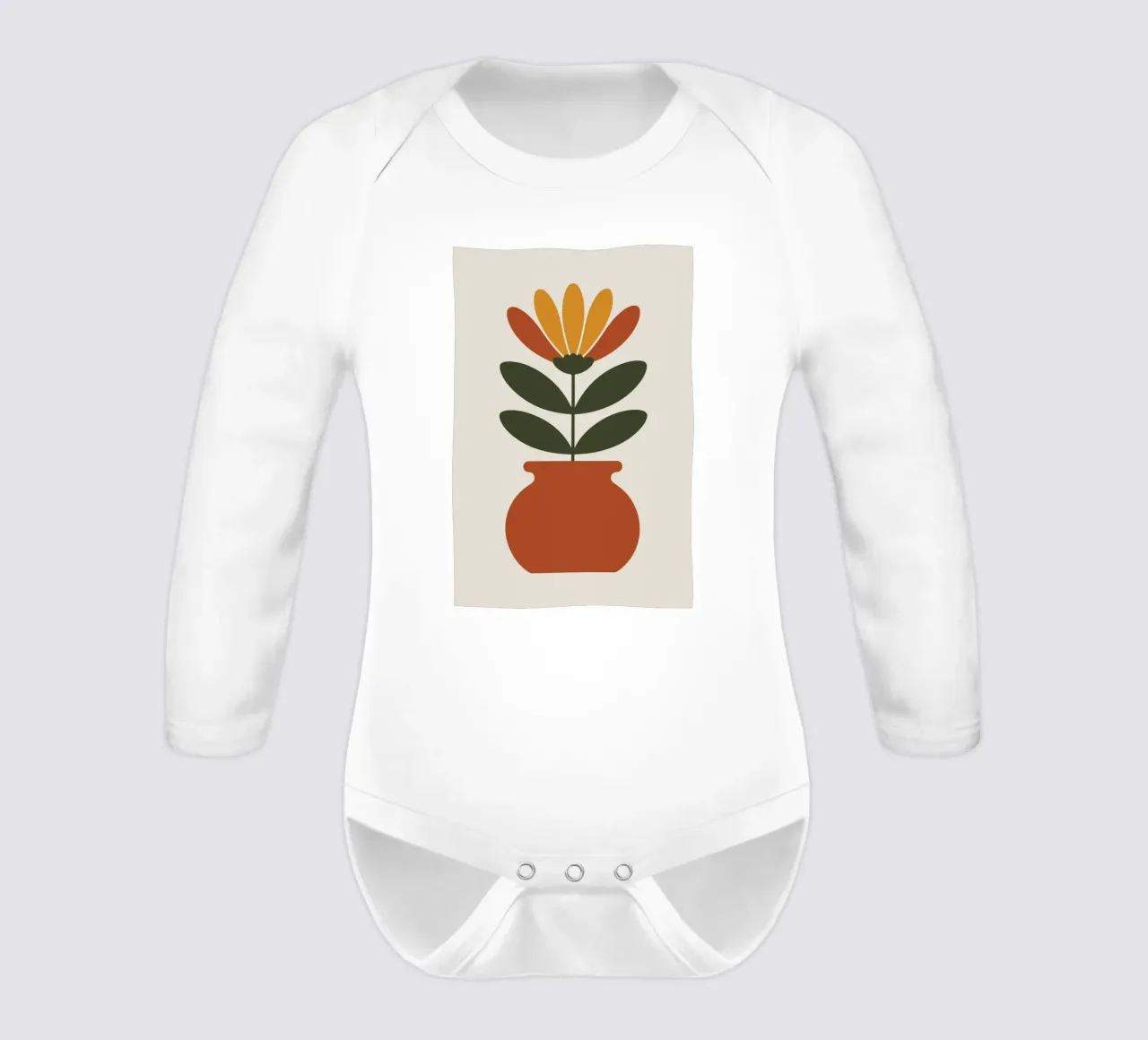 Retro pot with abstract bloom body neonato maniche lunghe da LisaArtes