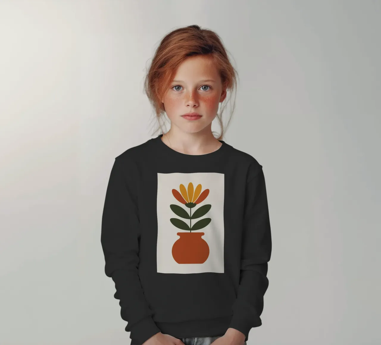 Retro pot with abstract bloom felpa bambino da LisaArtes