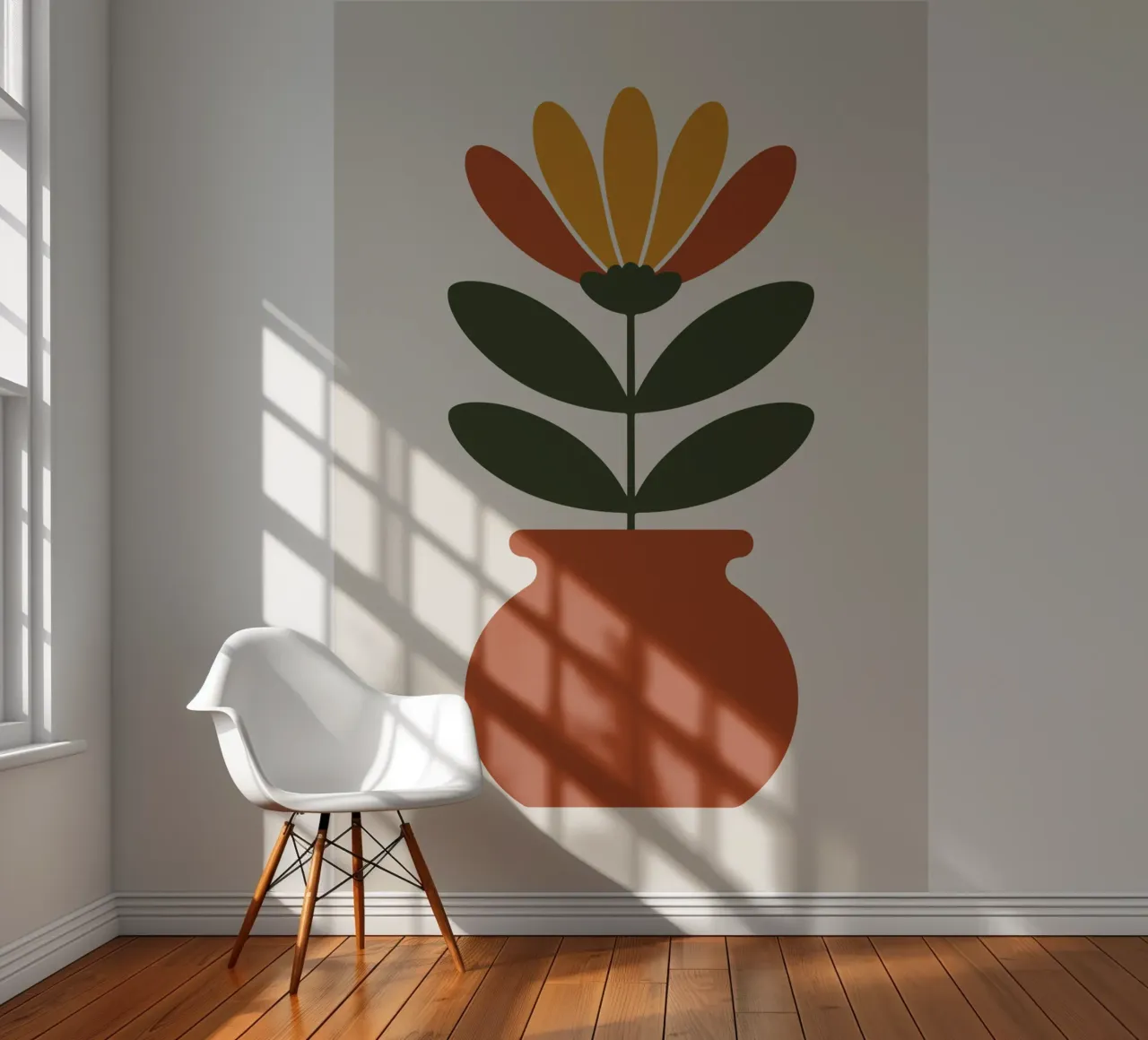 Retro pot with abstract bloom papel para pared de LisaArtes