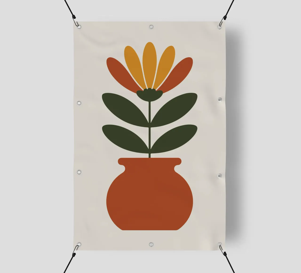 Retro pot with abstract bloom telo in pvc da LisaArtes