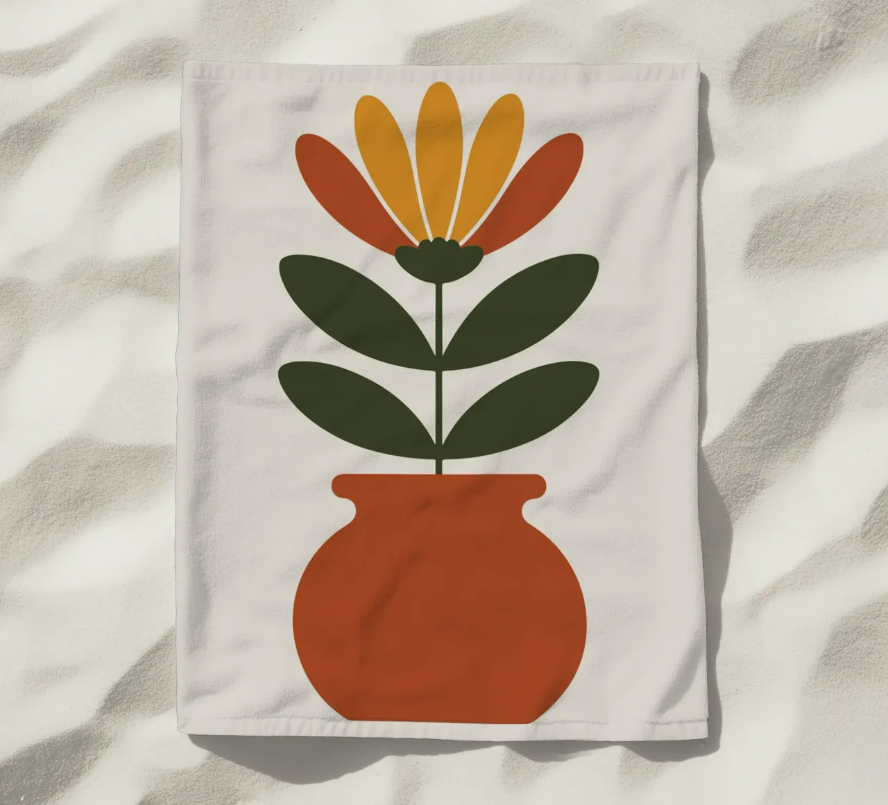 Retro pot with abstract bloom telo mare da LisaArtes