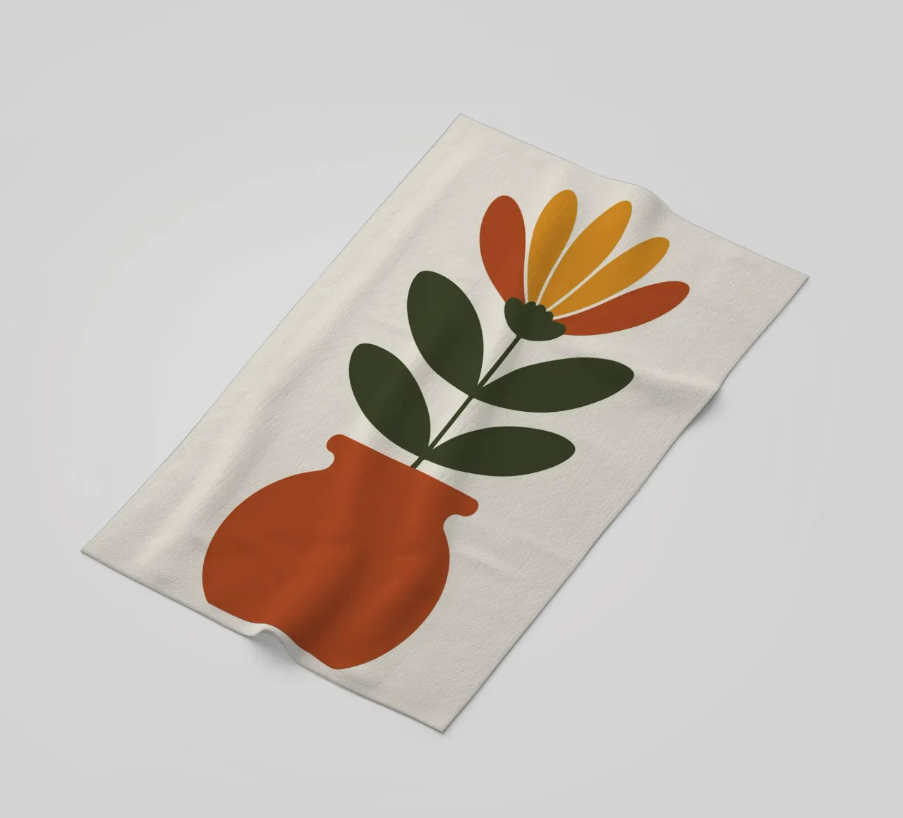 Retro pot with abstract bloom telo mare da LisaArtes