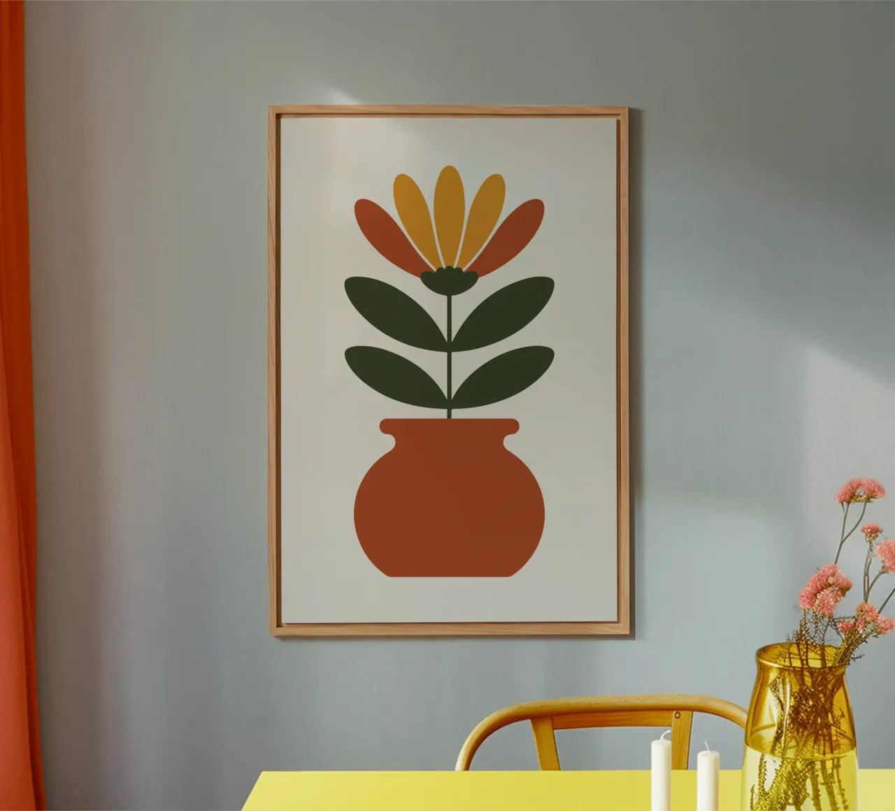 Retro pot with abstract bloom alluminio dibond da LisaArtes