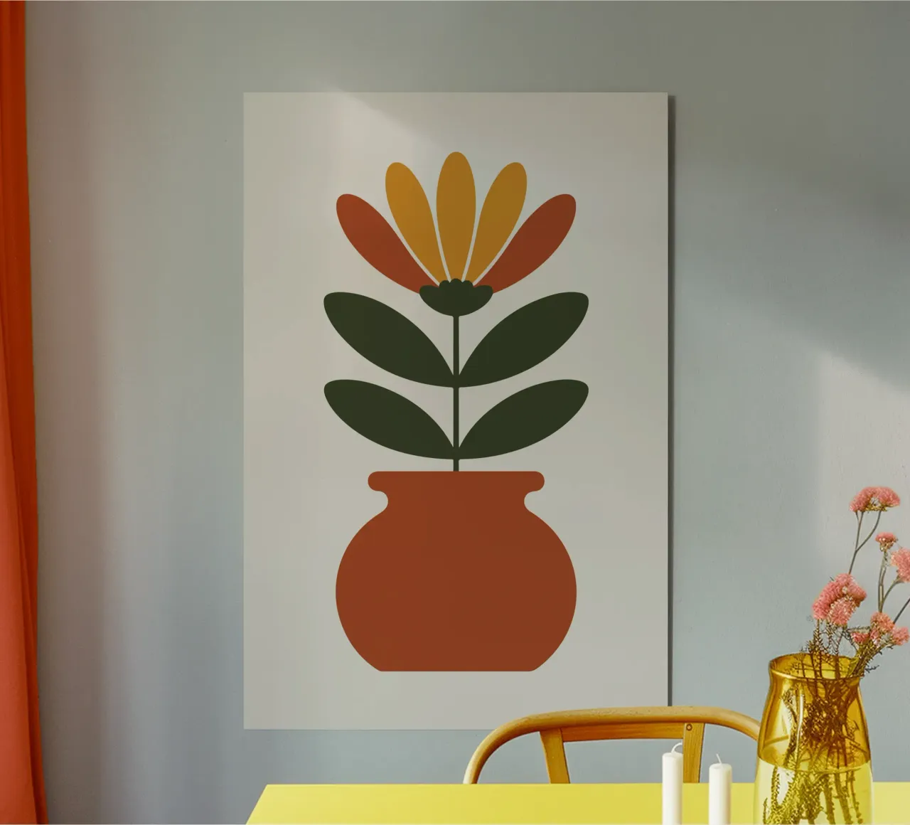 Retro pot with abstract bloom alluminio dibond da LisaArtes