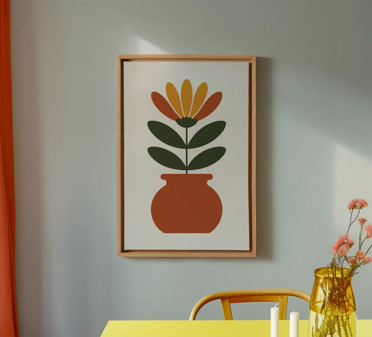 Retro pot with abstract bloom tela con Cornice a cassetta da LisaArtes