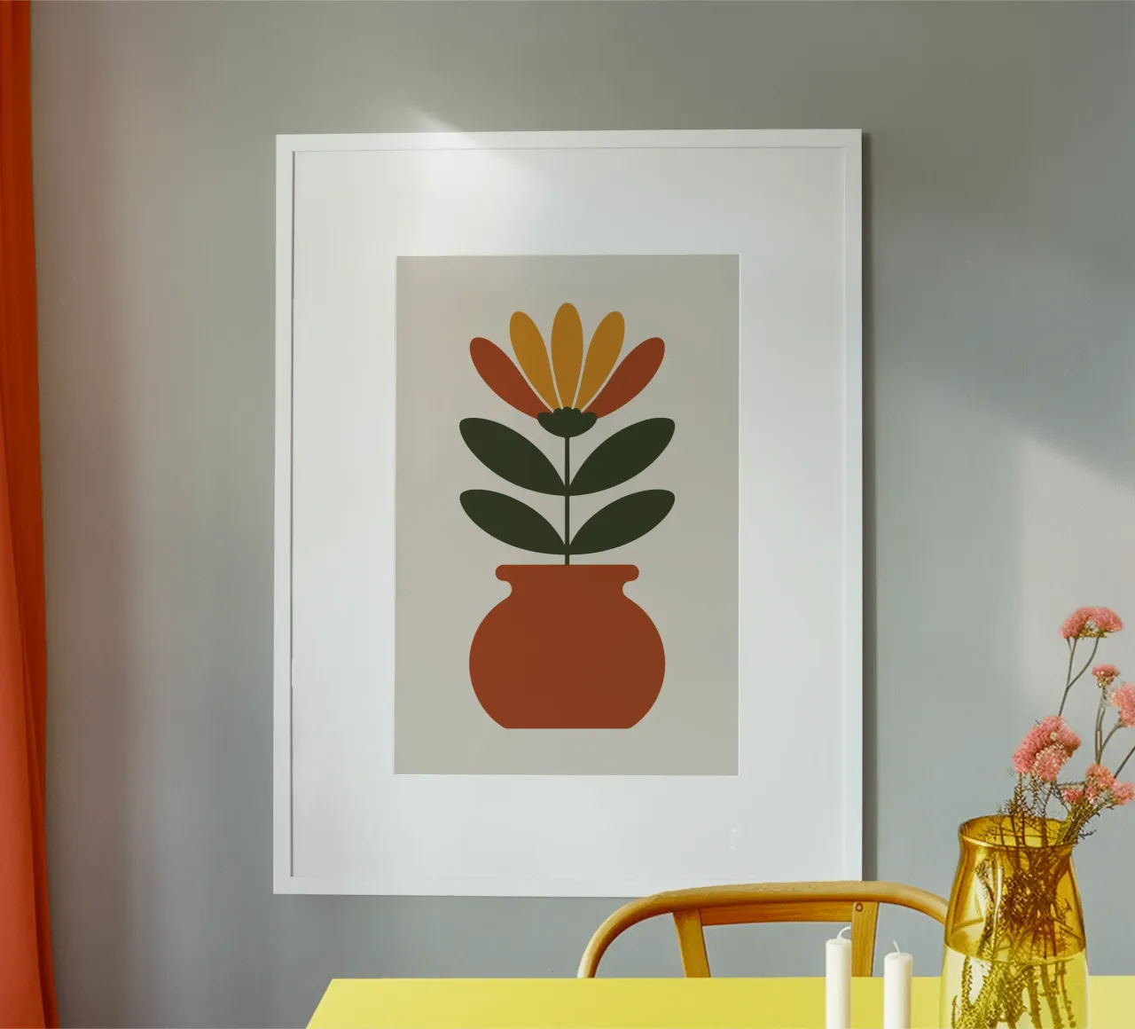 Retro pot with abstract bloom poster con telaio in alluminio da LisaArtes