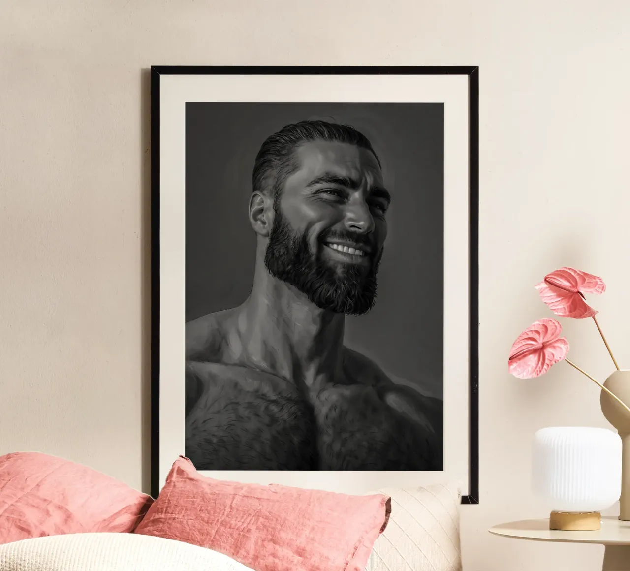 Chad Face Meme Black and White poster da Lootprint