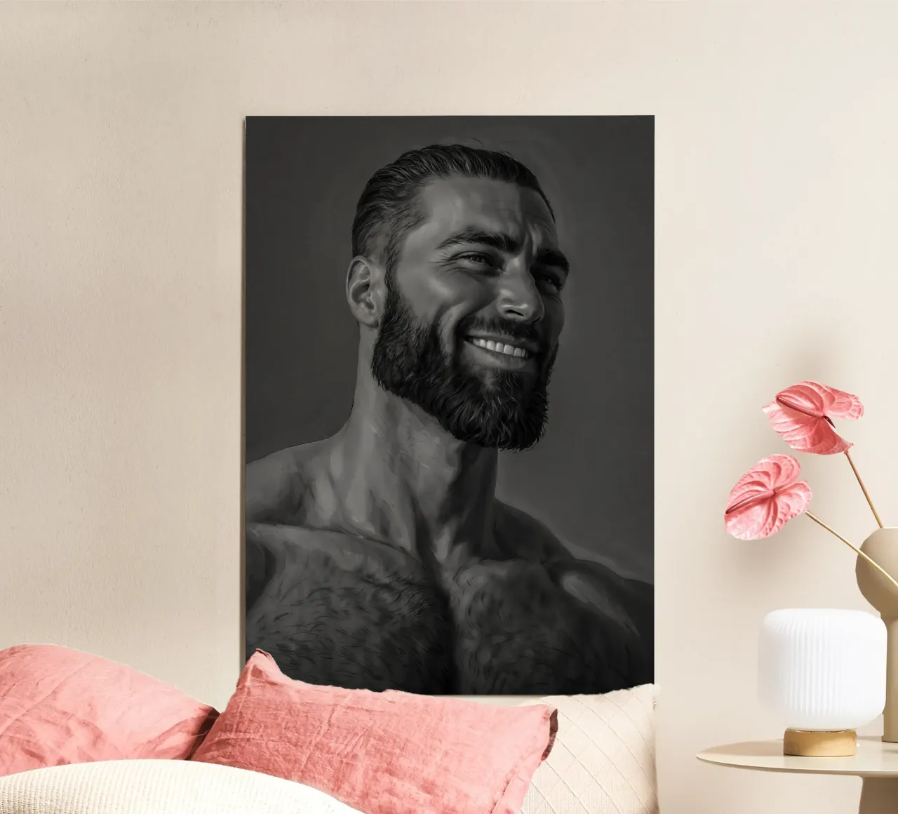 Chad Face Meme Black and White poster da Lootprint