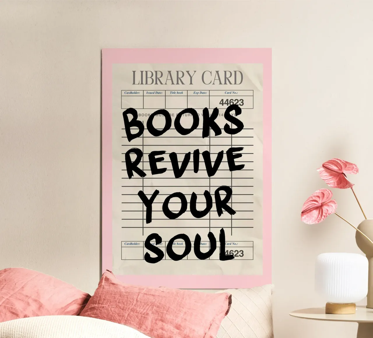 Libri Revive Your Soul Vintage Library Card Print poster da vintagepod