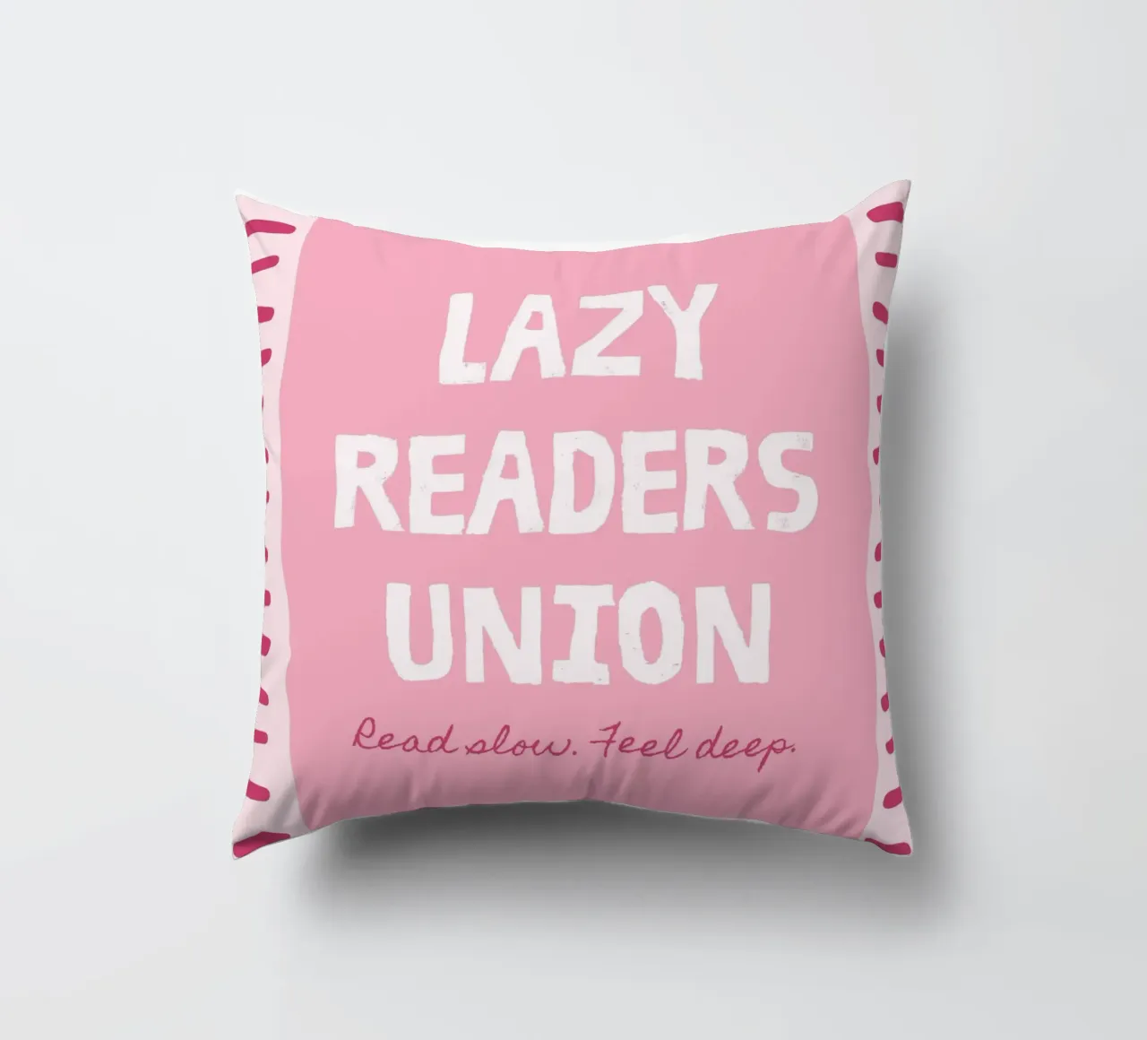 Lazy Readers Union Read Slow Feel Deep decorative cushion by vintagepod