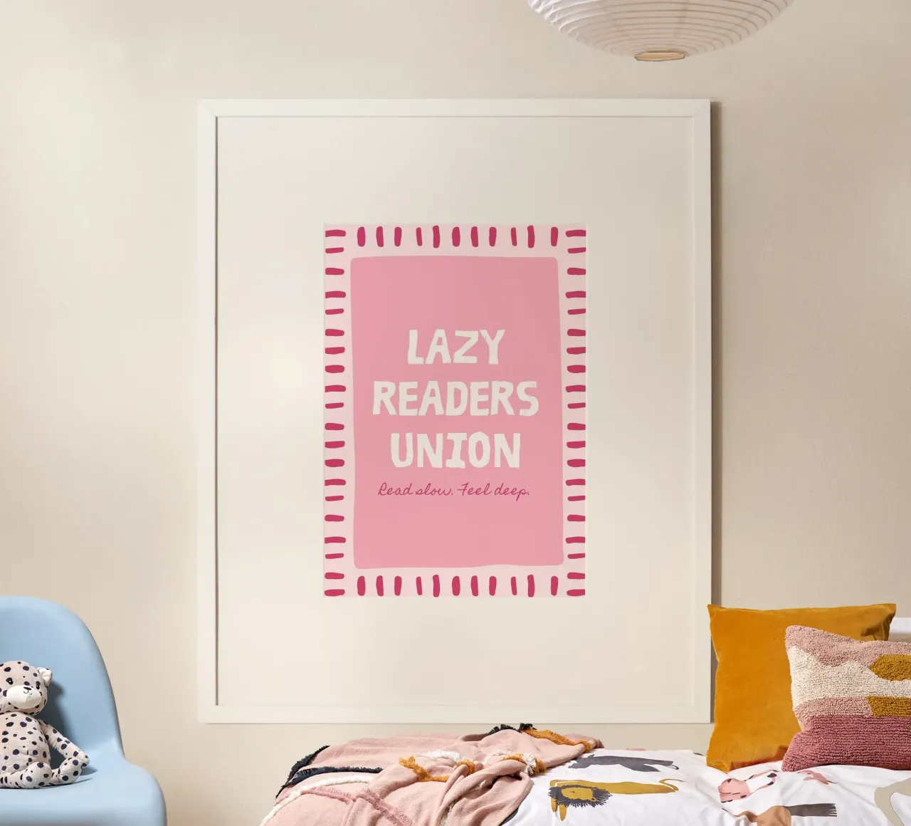 Lazy Readers Union Read Slow Feel Deep poster with plastic frame by vintagepod