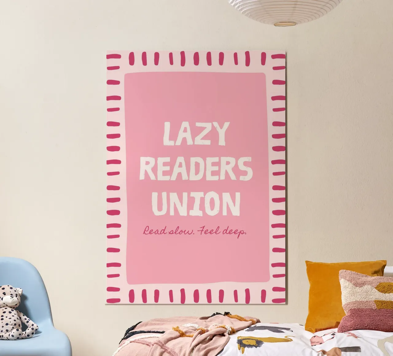 Lazy Readers Union Read Slow Feel Deep poster with plastic frame by vintagepod