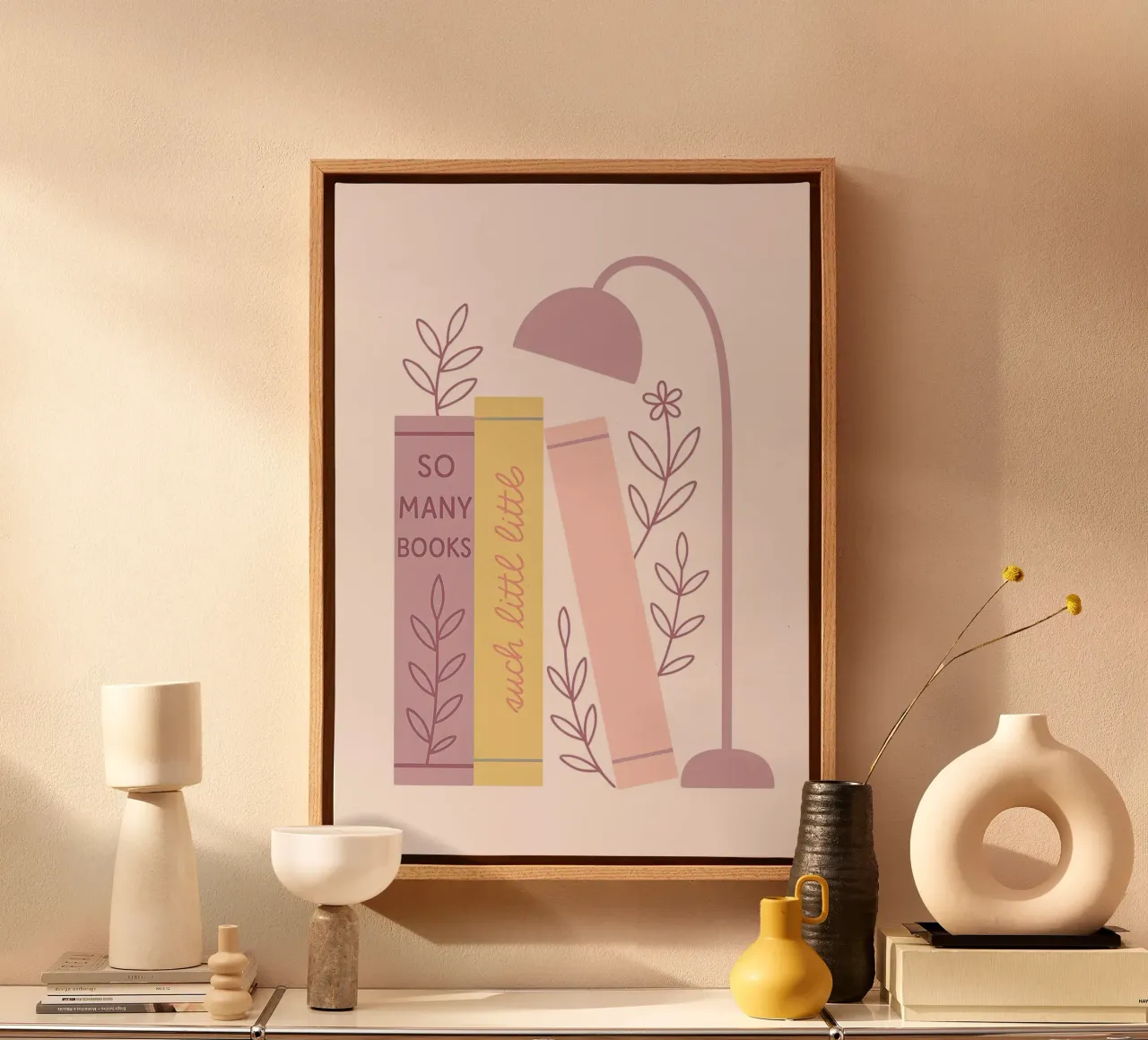 So Many Books Such Little Time Poster canvas with Floater frame by vintagepod