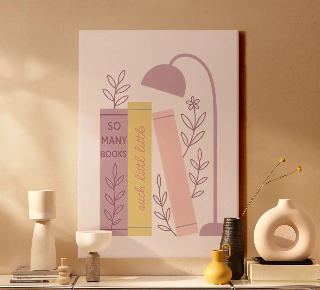 So Many Books Such Little Time Poster canvas with Floater frame by vintagepod