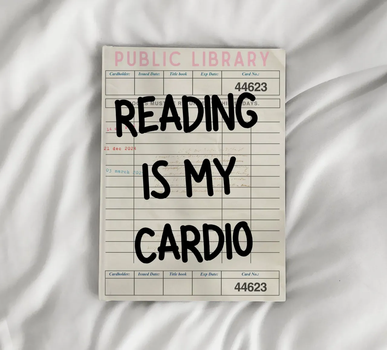 Reading is My Cardio Funny Library Card Print notebook by vintagepod