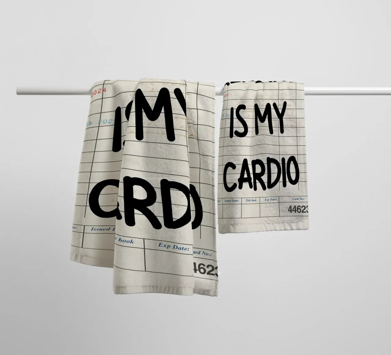 Reading is My Cardio Funny Library Card Print towel by vintagepod