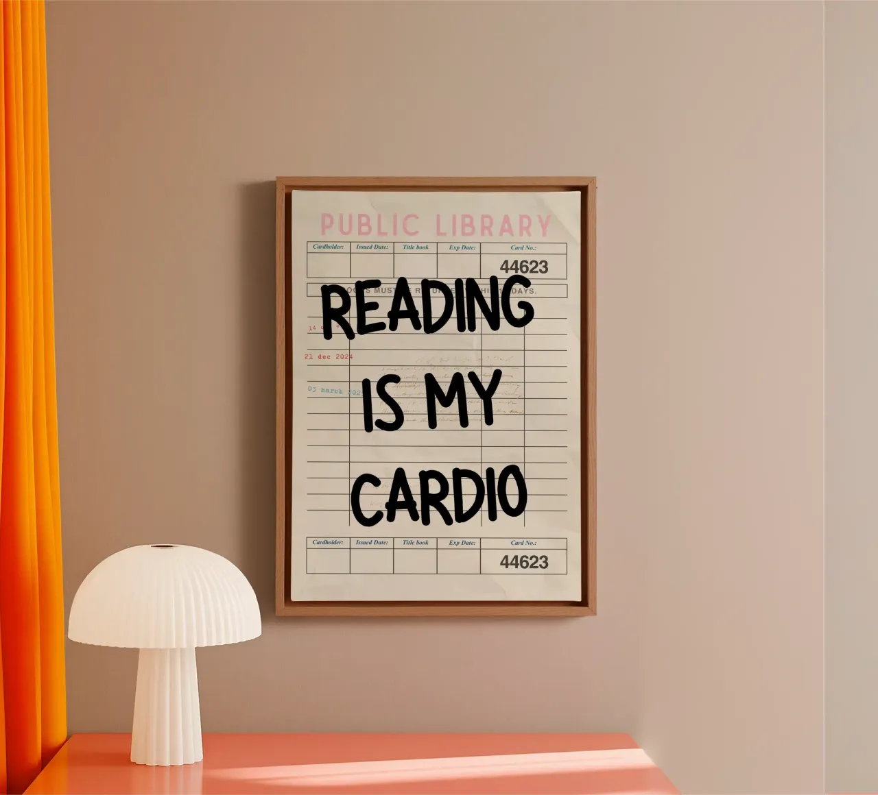 Reading is My Cardio Funny Library Card Print canvas with Floater frame by vintagepod
