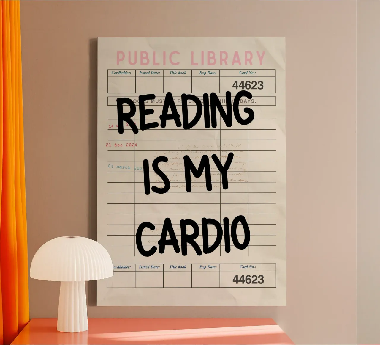 Reading is My Cardio Funny Library Card Print canvas with Floater frame by vintagepod