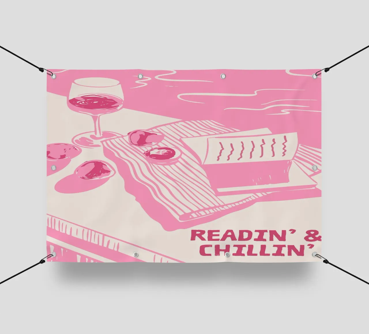 Stampa Picnic rosa Readin' & Chillin' telo in pvc da vintagepod