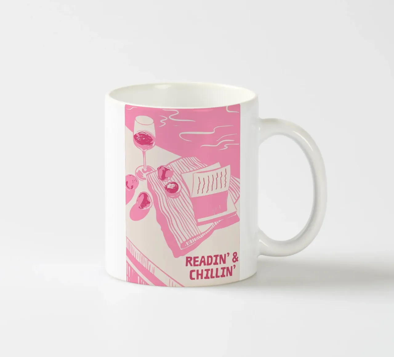 Stampa Picnic rosa Readin' & Chillin' tazza in ceramica da vintagepod