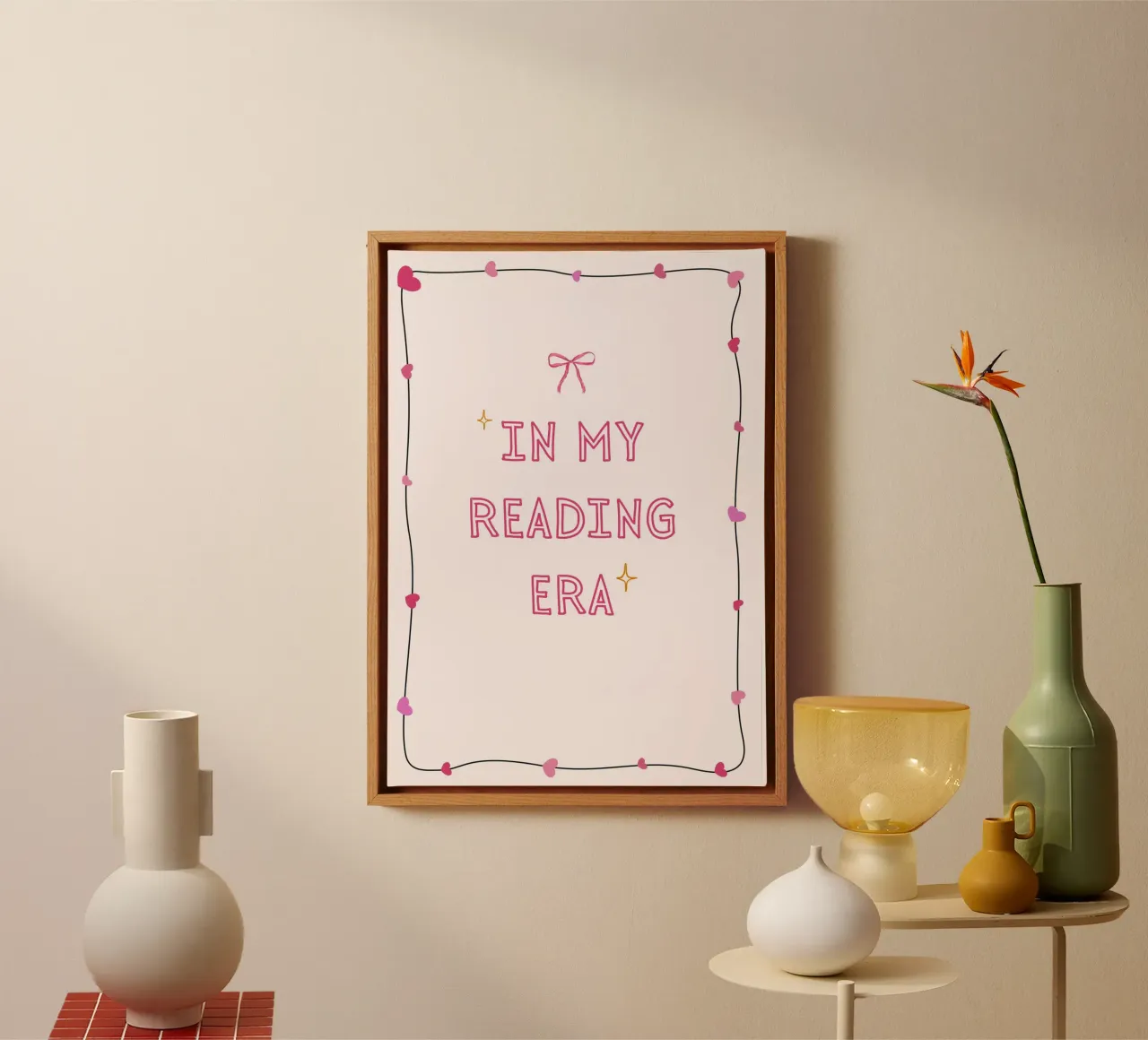 In My Reading Era Poster estetico carino tela con Cornice a cassetta da vintagepod