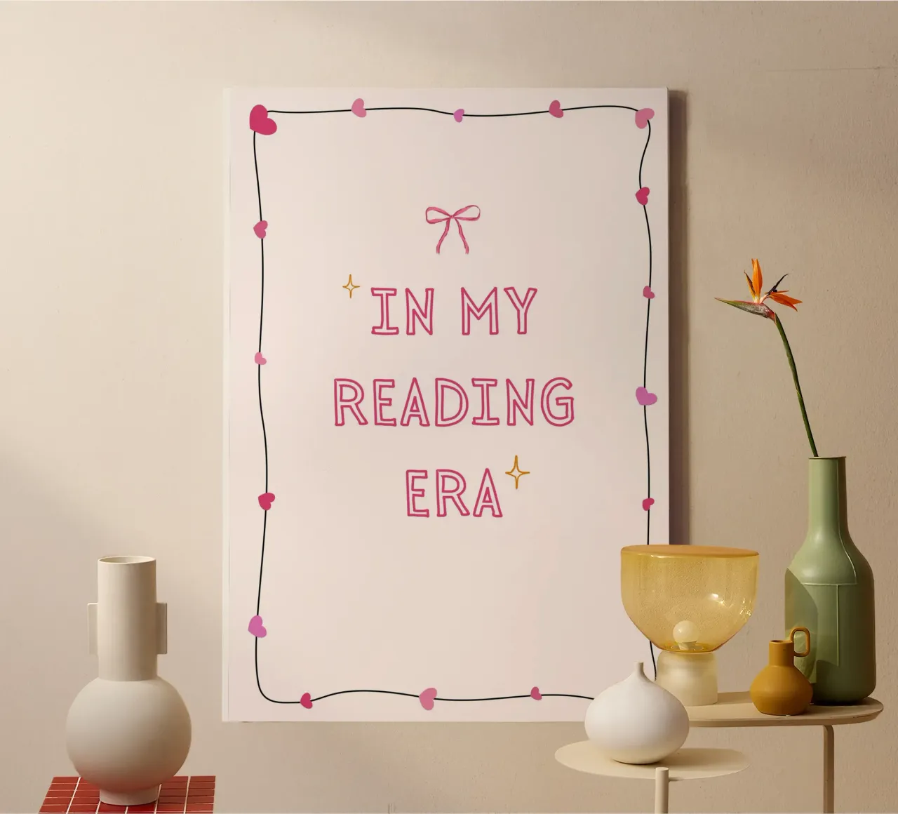 In My Reading Era Poster estetico carino tela con Cornice a cassetta da vintagepod