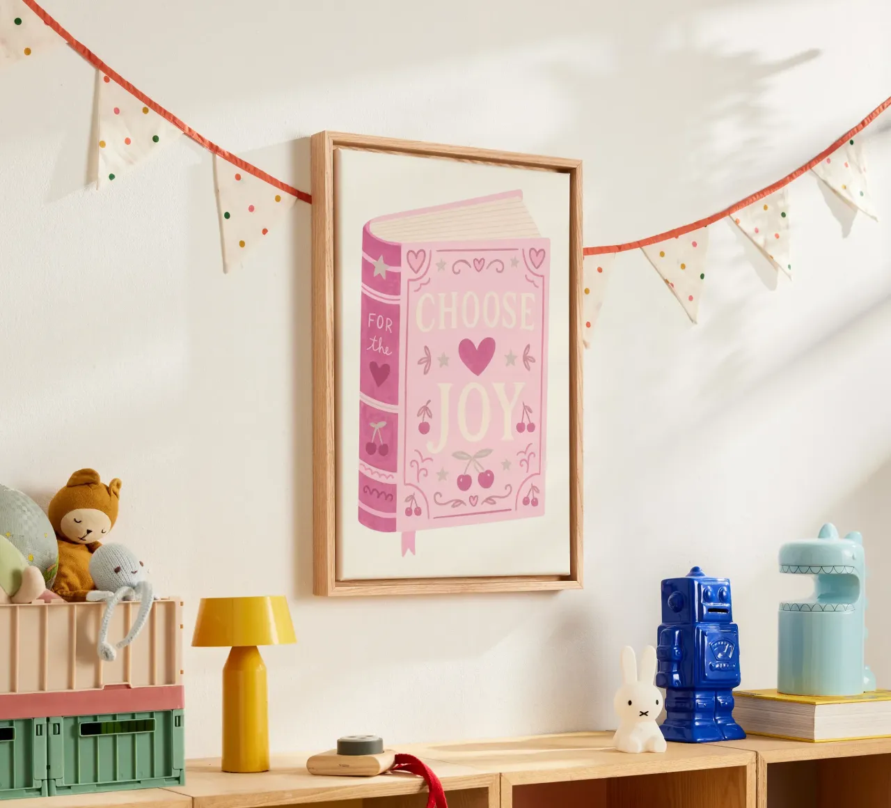 Scegliere la gioia Poster libro estetico d'epoca tela con Cornice a cassetta da vintagepod
