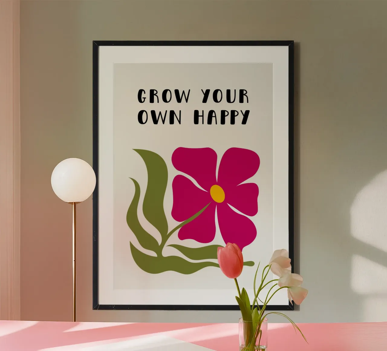 Grow your own happy poster con telaio in plastica da PinkCandyWalls