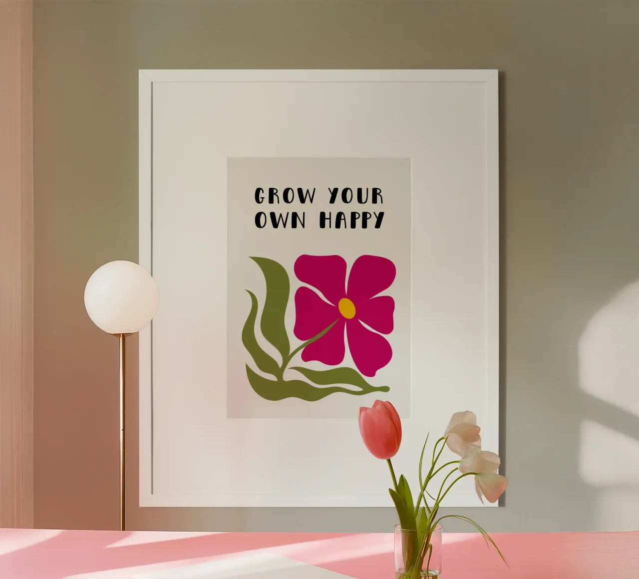 Grow your own happy poster con telaio in plastica da PinkCandyWalls