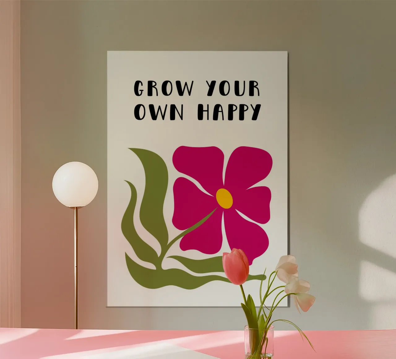 Grow your own happy poster con telaio in plastica da PinkCandyWalls