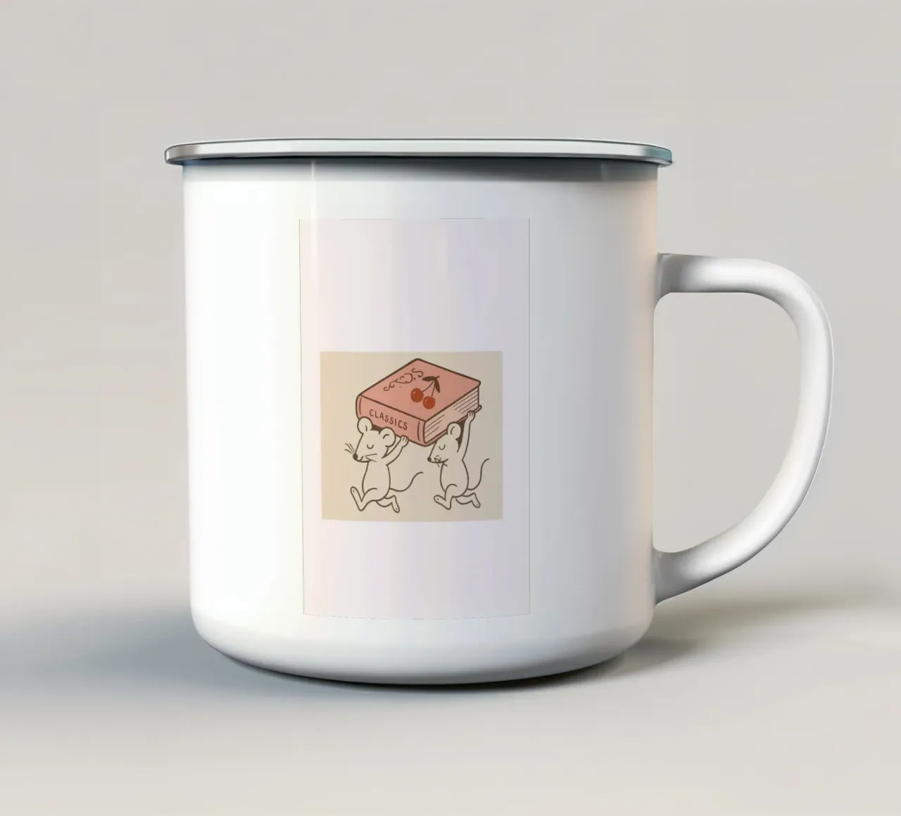 Simpatici topi che trasportano un libro di classici Poster tazza in smalto da vintagepod