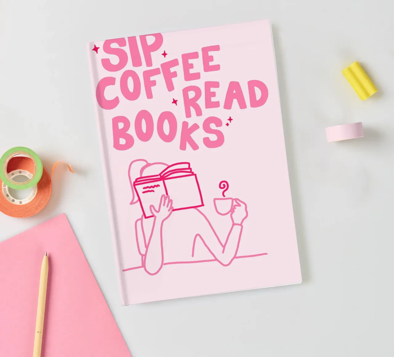Sip Coffee Read Books Minimalist Quote Print notebook by vintagepod