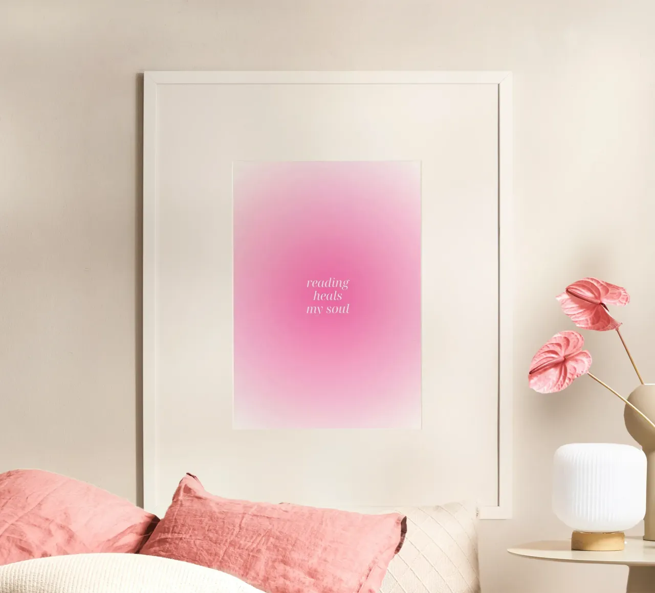 La lecture guérit mon âme Poster Aura rose poster avec cadre en bois de vintagepod