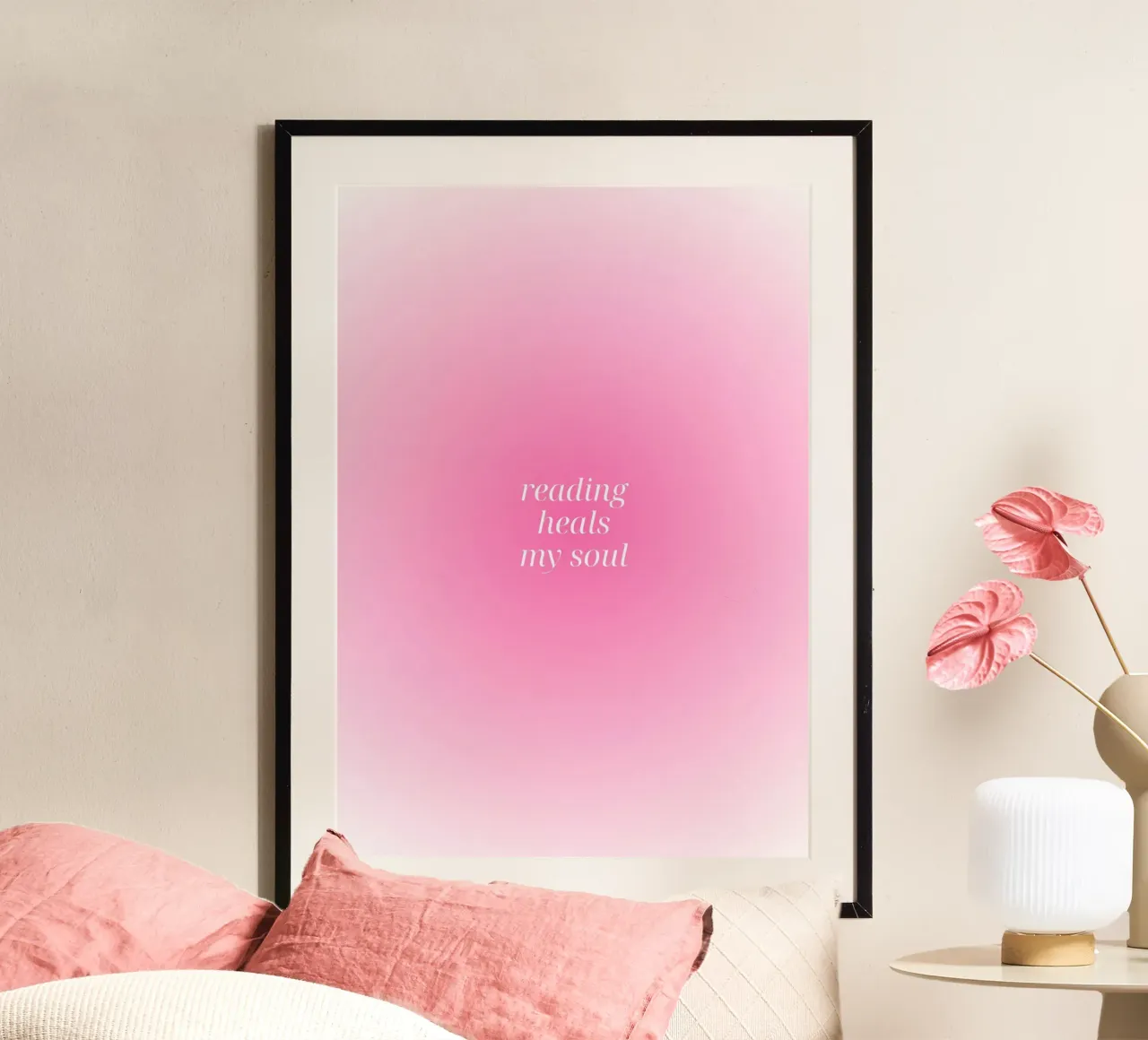 La lecture guérit mon âme Poster Aura rose poster avec cadre en bois de vintagepod